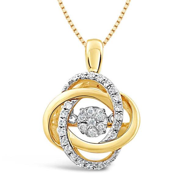 Diamond Pendant Necklace Dancing Diamond Knot in Sterling SIlver or 14K Gold ...