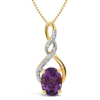 Amethyst Pendant Necklace 14k Yellow Gold Plated Sterling Silver