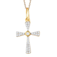 Diamond Cross Necklace 1/4 CTTW in Sterling Silver or 14kt Yellow Gold Plated...