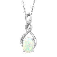 Lab Created Opal Necklace in Sterling Silver with 18 Inch Chain