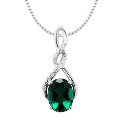 Emerald Necklace (Simulated) Natural Diamond Accents in Sterling Silver - 18 ...