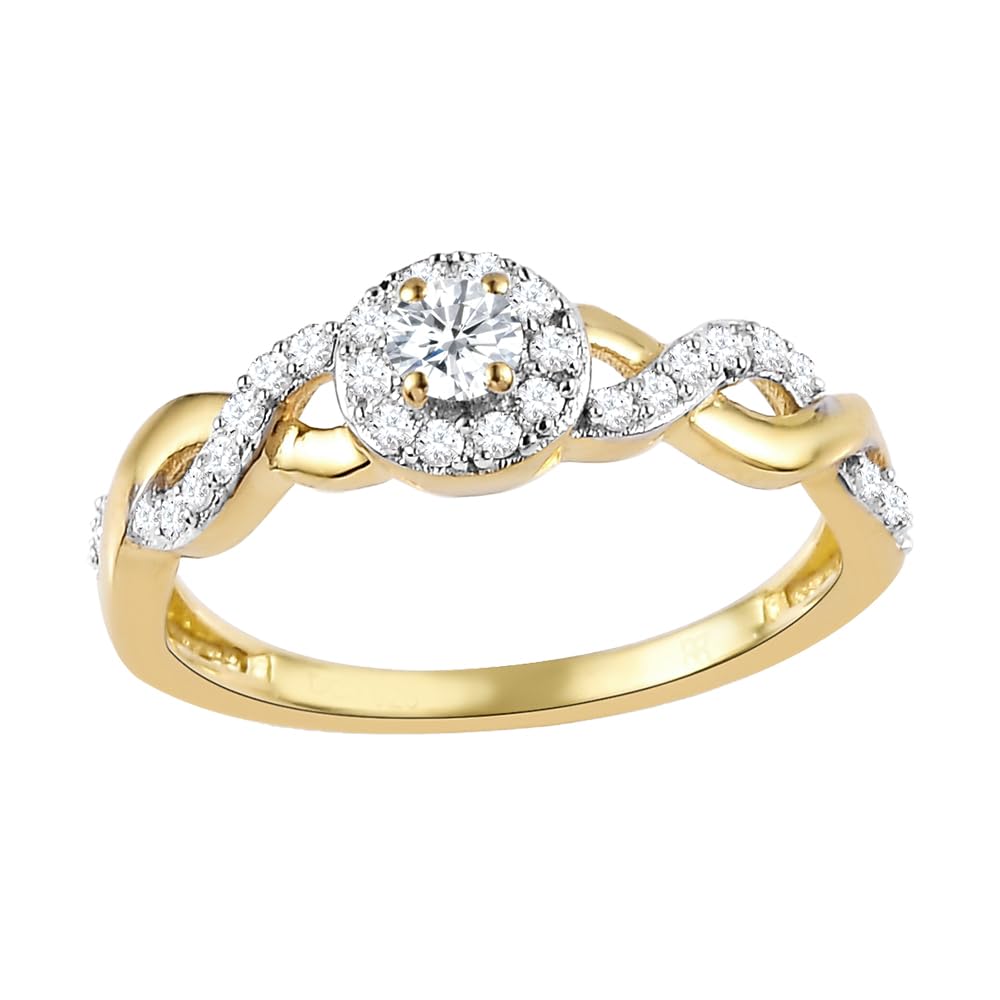 IGI Certified Lab Grown Diamond Engagement Ring 1/2 CTTW | 14K Yellow Gold Pl...