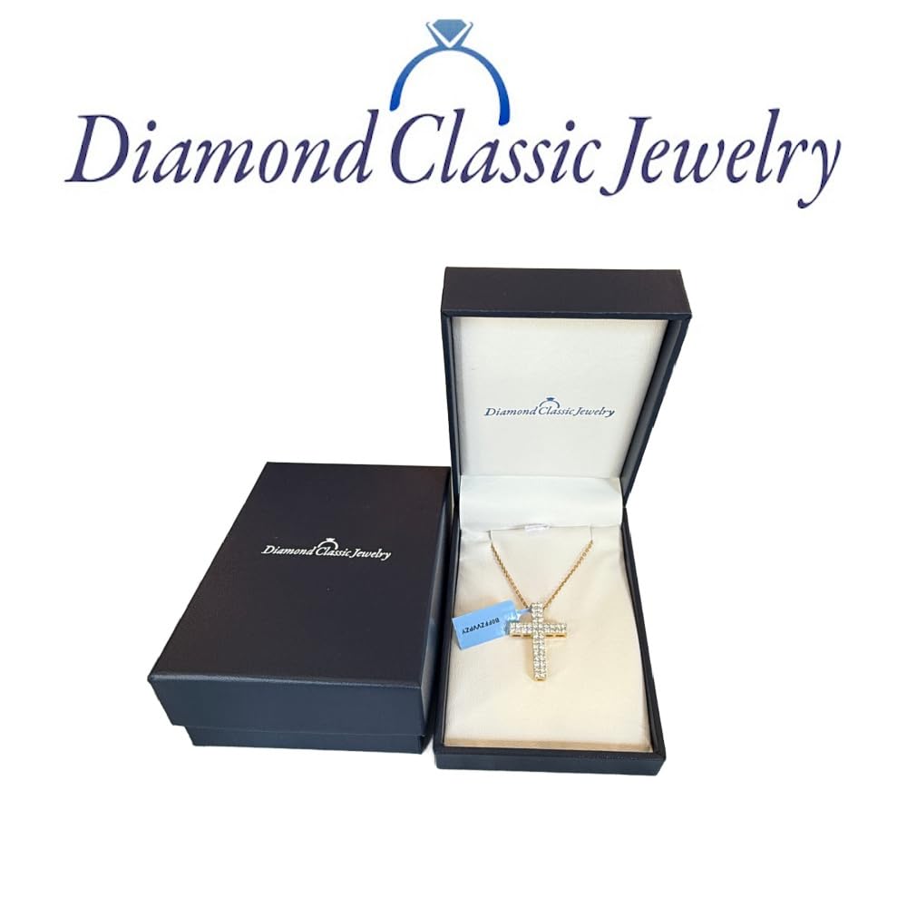 Certified Lab Grown Diamond Cross Necklace 925 Silver or Gold Plated | 1 Cara...