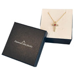 Lab Created Ruby or Blue Sapphire and Diamond Cross Necklace 1/10 cttw in 14k...