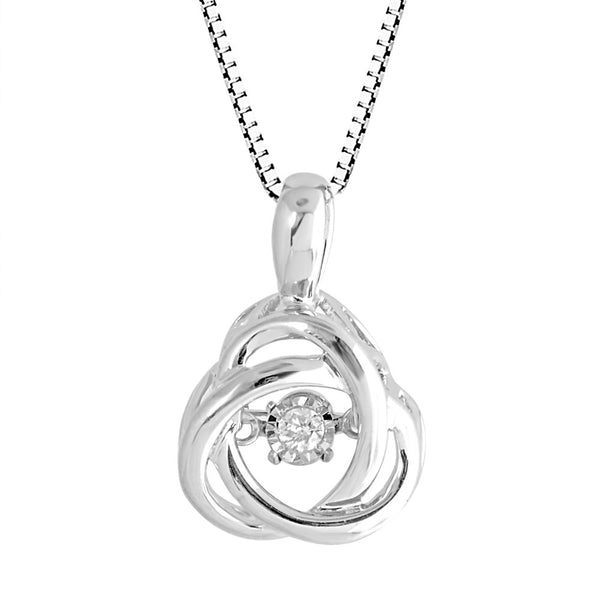 Diamond Pendant Necklace Dancing Diamond Love Knot - Sterling Silver, Yellow ...