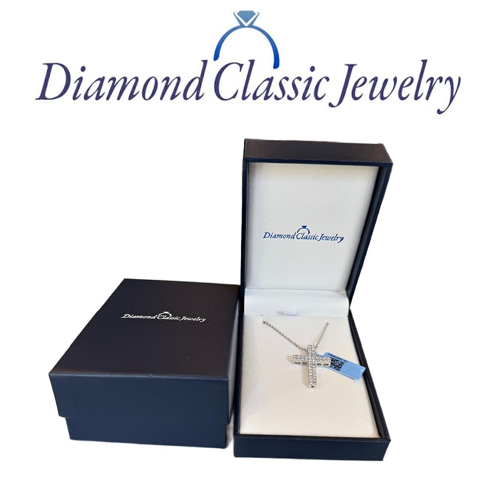 Certified Lab Grown Diamond Cross Necklace 925 Silver or Gold Plated | 1 Cara...