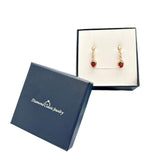 Garnet Earrings Dangle Diamond Accent in 14kt Yellow Gold Plated Silver - Lev...