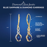 Lab Created Blue Sapphire Earrings in 14k Yellow Gold Plated Sterling Silver