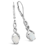 Lab Created Opal Earrings Diamond Accent in Sterling Silver