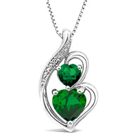 Simulated Green Emerald Necklace Natural Diamond Accent in Sterling Silver an...