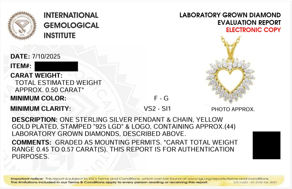 Certified Lab Grown Diamond Heart Necklace in Sterling Silver or 14k Plate | ...