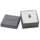 Lab Created Ruby Necklace Heart Shape with Natural Diamond Accent in 14k Yell...