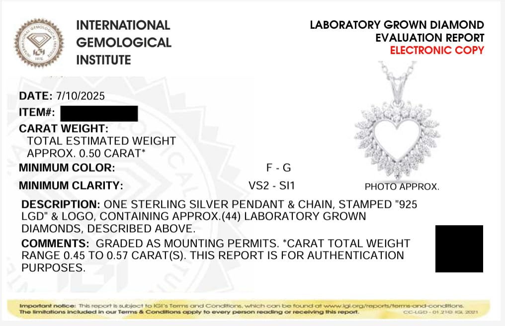 Certified Lab Grown Diamond Heart Necklace in Sterling Silver or 14k Plate | ...