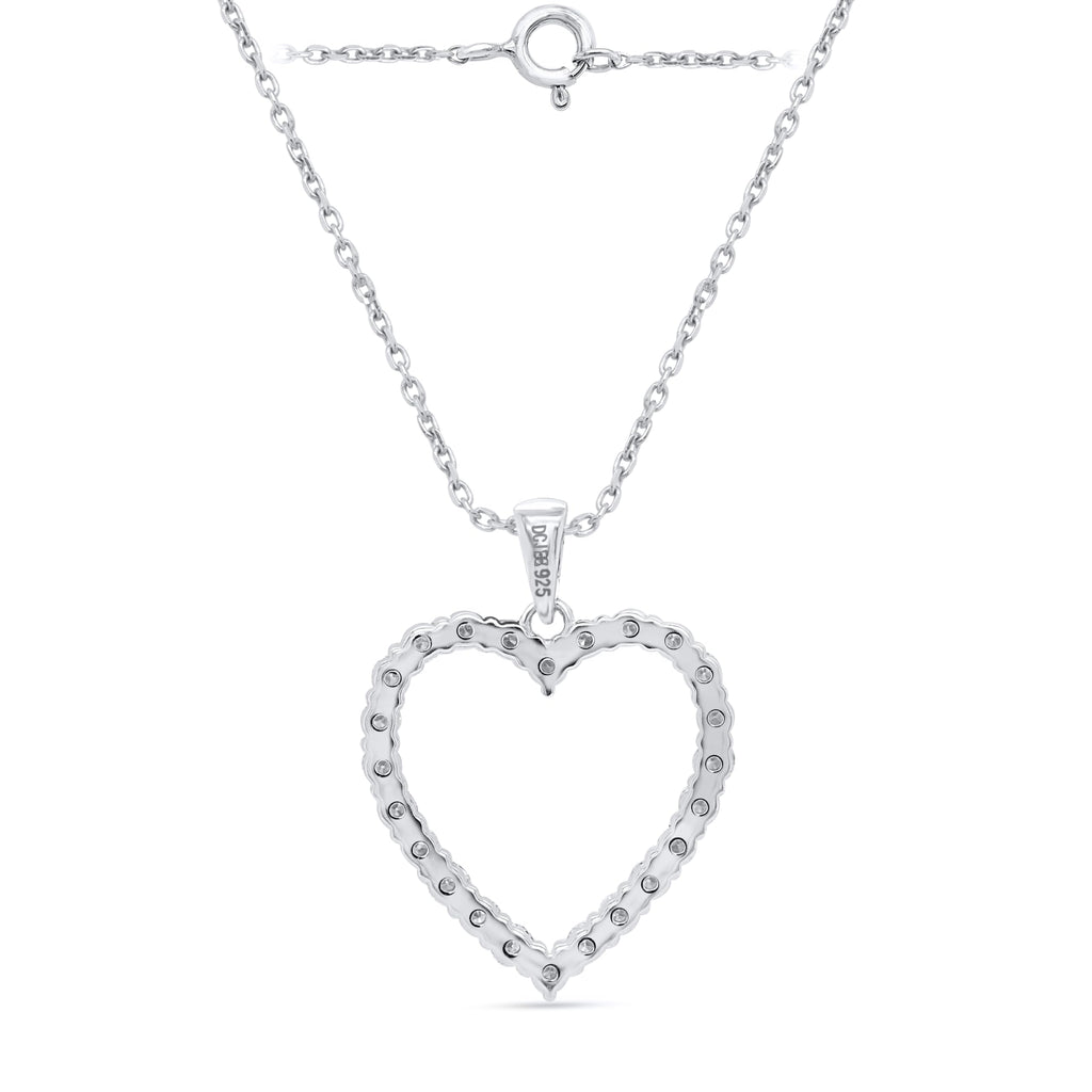 IGI Certified Lab Grown Diamond Heart Necklace | 0.25-0.50 CTTW - Sterling Si...