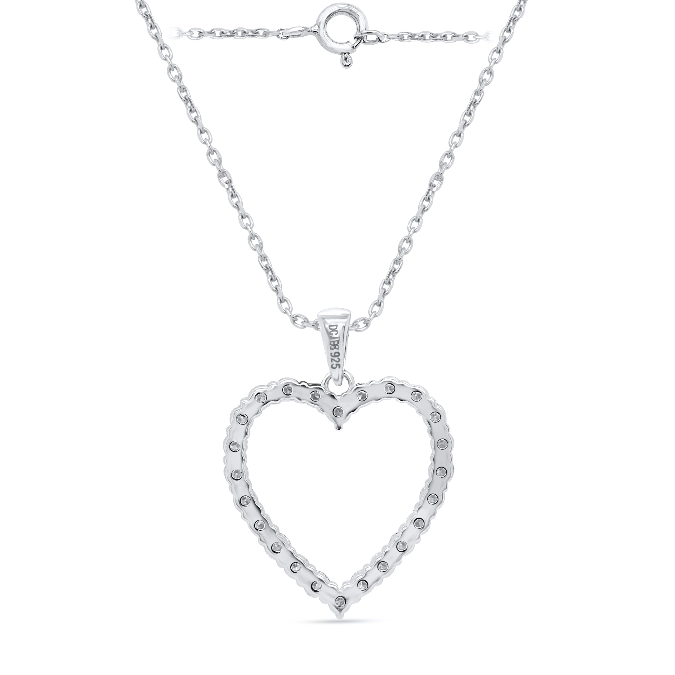 IGI Certified Lab Grown Diamond Heart Necklace | 0.25-0.50 CTTW - Sterling Si...