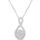 Diamond Necklace Tear Drop 1/5 cttw Natural Diamonds in 14kt Yellow Gold Plat...