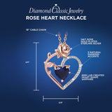 Blue Sapphire Necklace Heart Pendant in 14kt Rose Gold Plated Sterling Silver