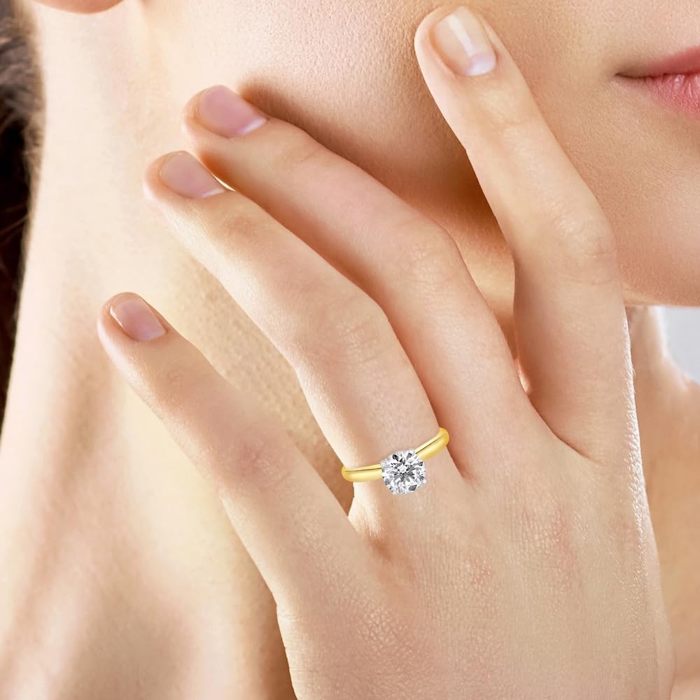Certified Lab Grown Diamond Engagement Ring 14K White or Yellow Gold 1CT