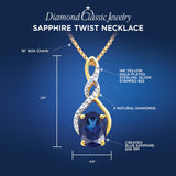 Lab Created Blue Sapphire Necklace In 14k Yellow Gold Plated Sterling Silver