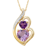 Amethyst Necklace Heart Pendant in 14k Gold Plated Sterling Silver