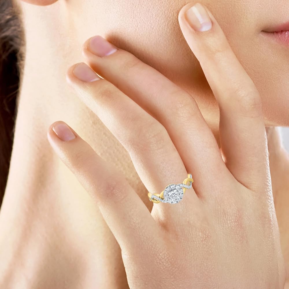 IGI Certified Lab Grown Diamond Engagement Ring 1/2 CTTW | 14K Yellow Gold Pl...