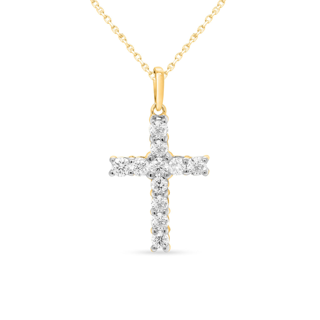 Certified Lab Grown Diamond Cross Necklace 925 or 14K Gold Plated Silver | 1/...