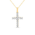 Certified Lab Grown Diamond Cross Necklace 925 or 14K Gold Plated Silver | 1/...