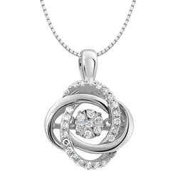 Diamond Pendant Necklace Dancing Diamond Knot in Sterling SIlver or 14K Gold ...