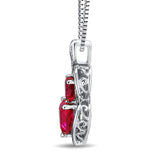 Lab Created Ruby Necklace Heart Shape with Natural Diamond Accent in 14k Yell...