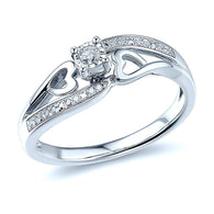 Diamond Promise Ring Heart 14kt Yellow Gold Plated Silver or Sterling Silver Size 5