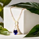 Lab Created Blue Sapphire Necklace In 14k Yellow Gold Plated Sterling Silver