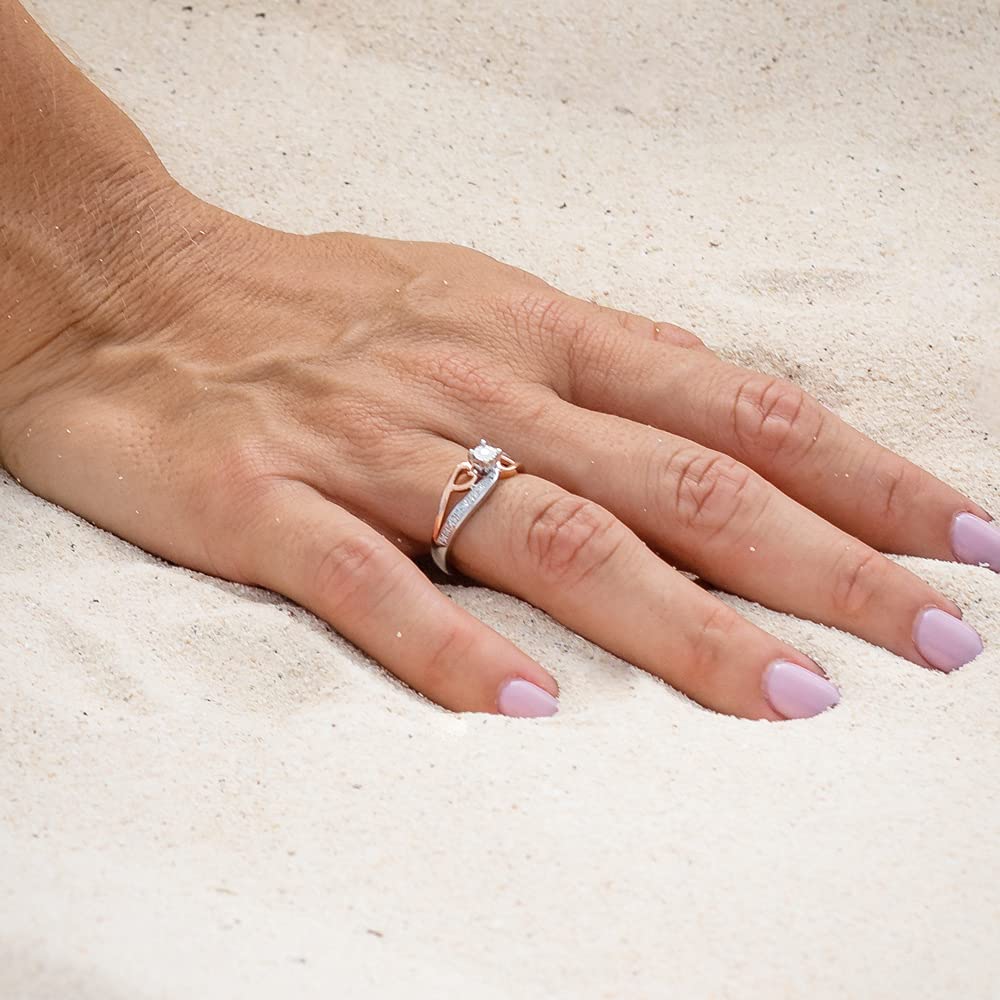 Diamond Promise Ring 10k Rose Gold and Sterling Silver 1/10 CTTW | HI Color 2...