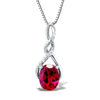 Lab Created Ruby Necklace Diamond Accent - 18 Inch Chain