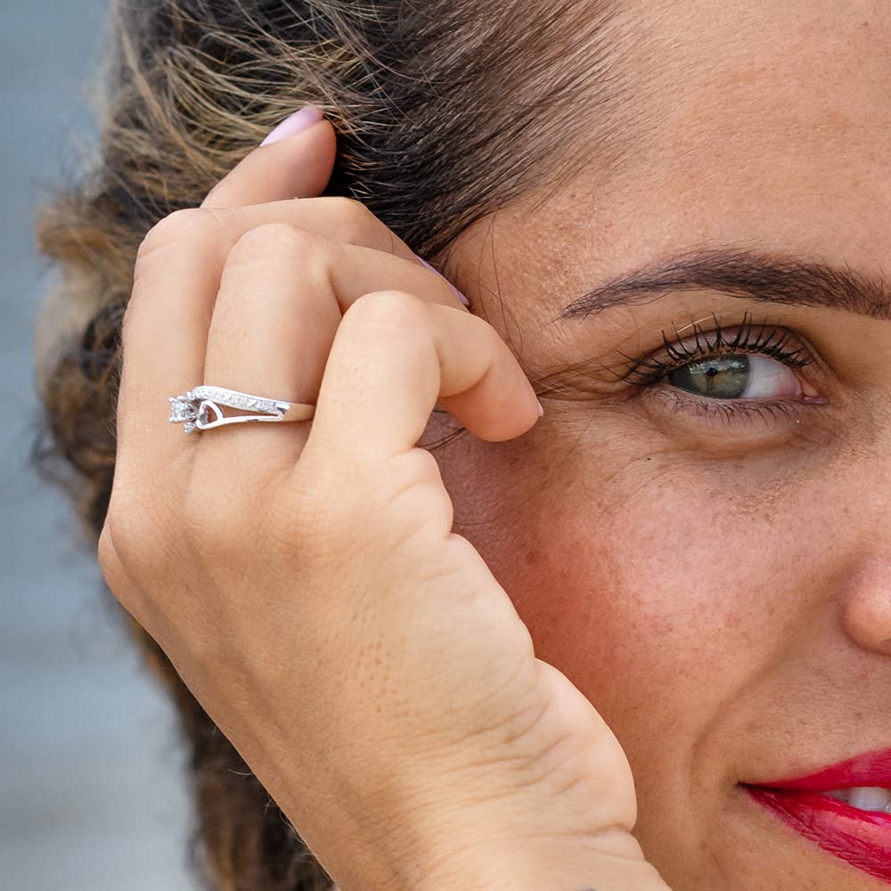 Diamond Promise Ring 10k Rose Gold and Sterling Silver 1/10 CTTW | HI Color 2...