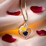 Blue Sapphire Necklace Heart Pendant in 14kt Rose Gold Plated Sterling Silver