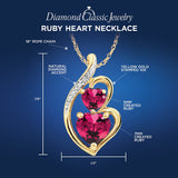 Lab Created Ruby Necklace Heart Pendant in 10k Yellow Gold