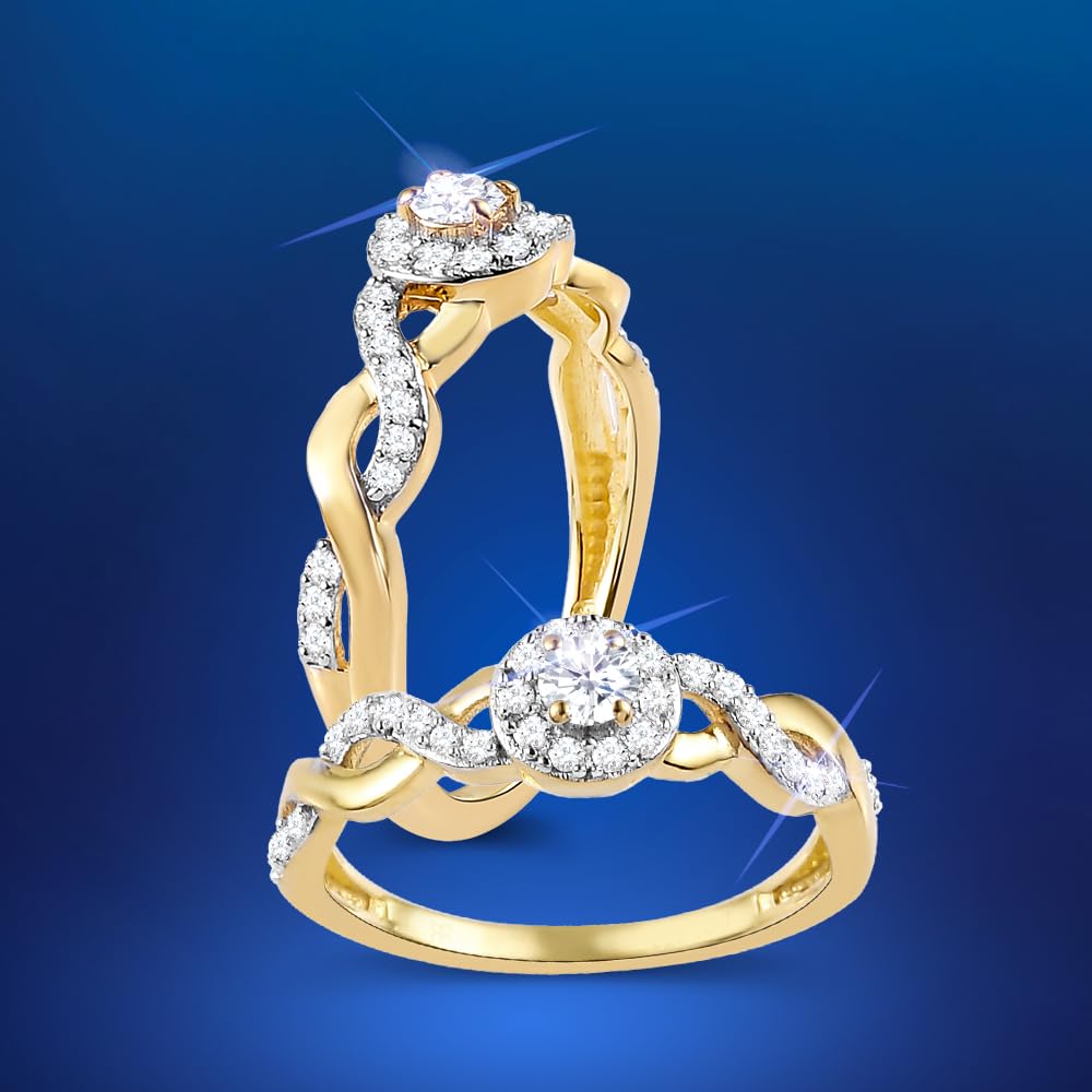 IGI Certified Lab Grown Diamond Engagement Ring 1/2 CTTW | 14K Yellow Gold Pl...
