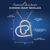 Diamond Heart Pendant Necklace 14kt Yellow Gold Plated Silver 1/10 CTTW 18 In...