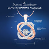 Natural Diamond Necklace Dancing Diamond Love Knot 1/10 cttw I2-I3 Clarity I-...