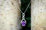 Amethyst Pendant Necklace Diamond Accent in Sterling Silver