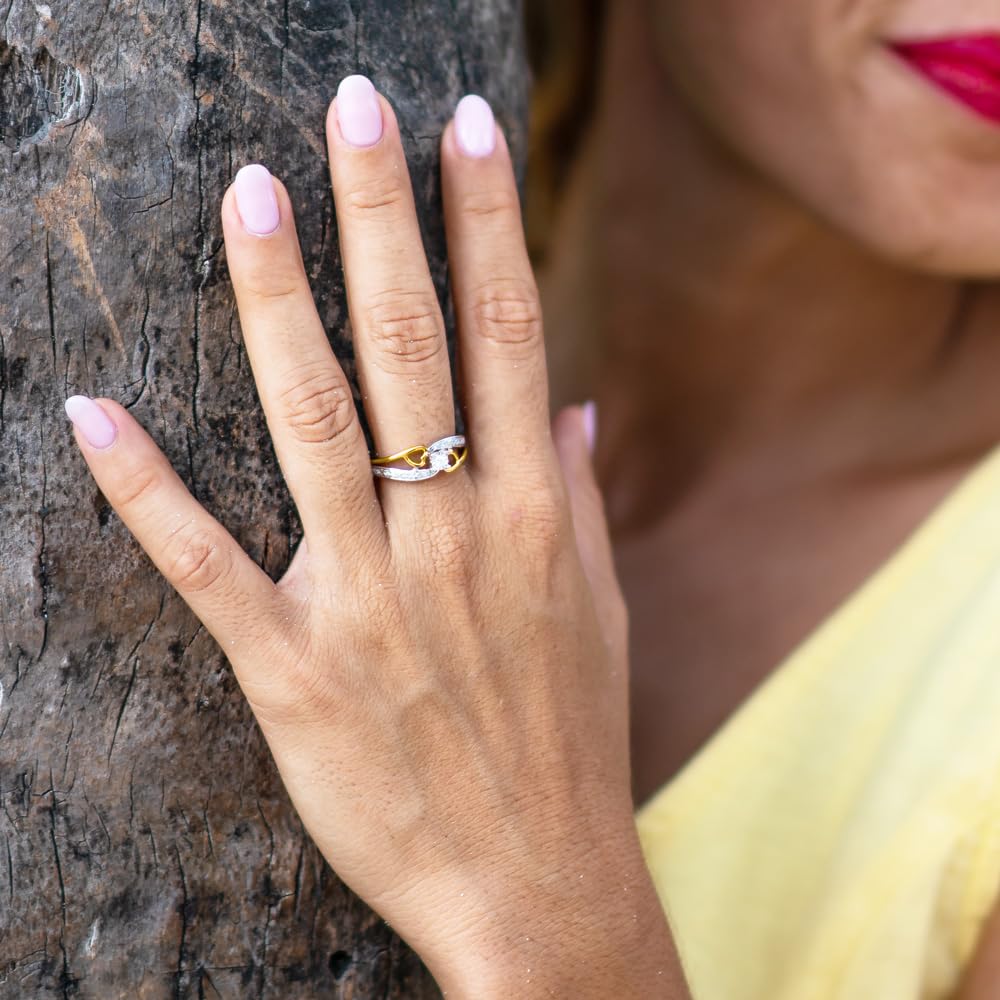 Diamond Promise Ring in 14KT Yellow Gold Plated Silver 1/10 CTTW | Natural Di...
