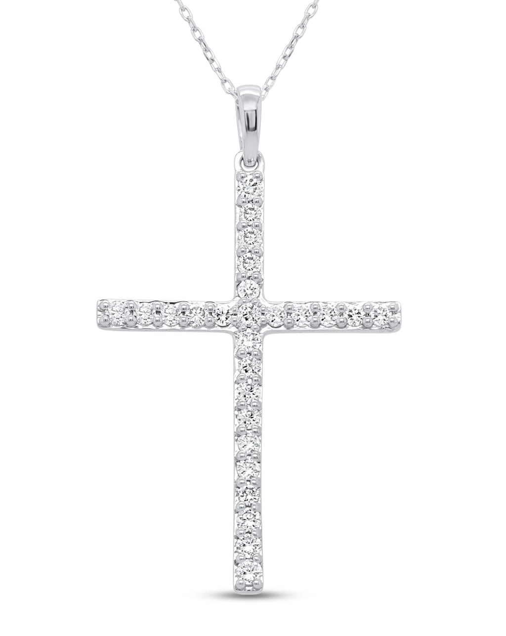 Certified Lab Grown Diamond Cross Necklace 1/4-1 CT 925 or 14k Gold Plated | ...