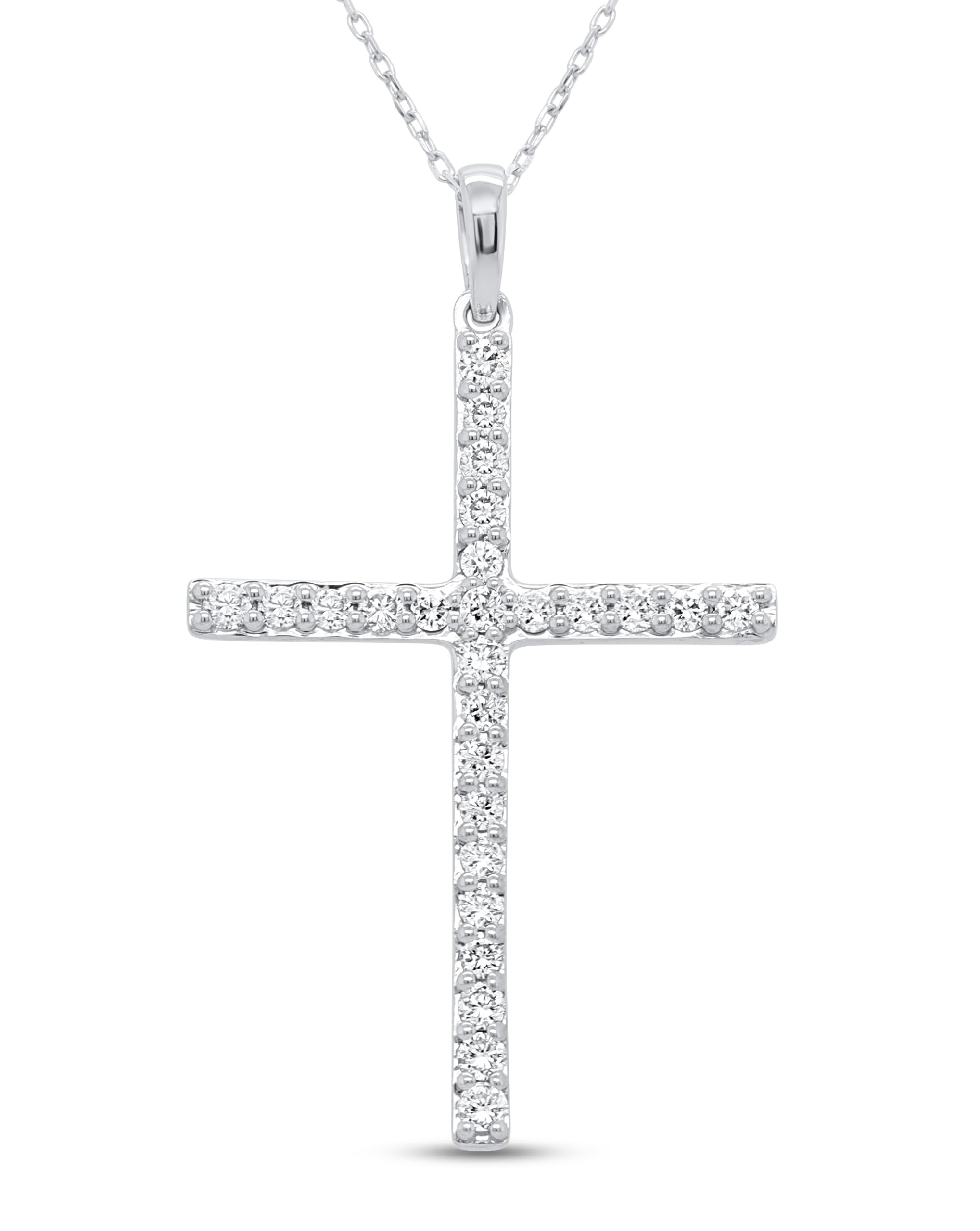 Certified Lab Grown Diamond Cross Necklace 1/4-1 CT 925 or 14k Gold Plated | ...