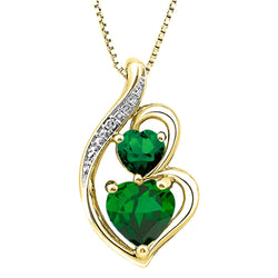 Simulated Green Emerald Necklace Natural Diamond Accent in Sterling Silver an...