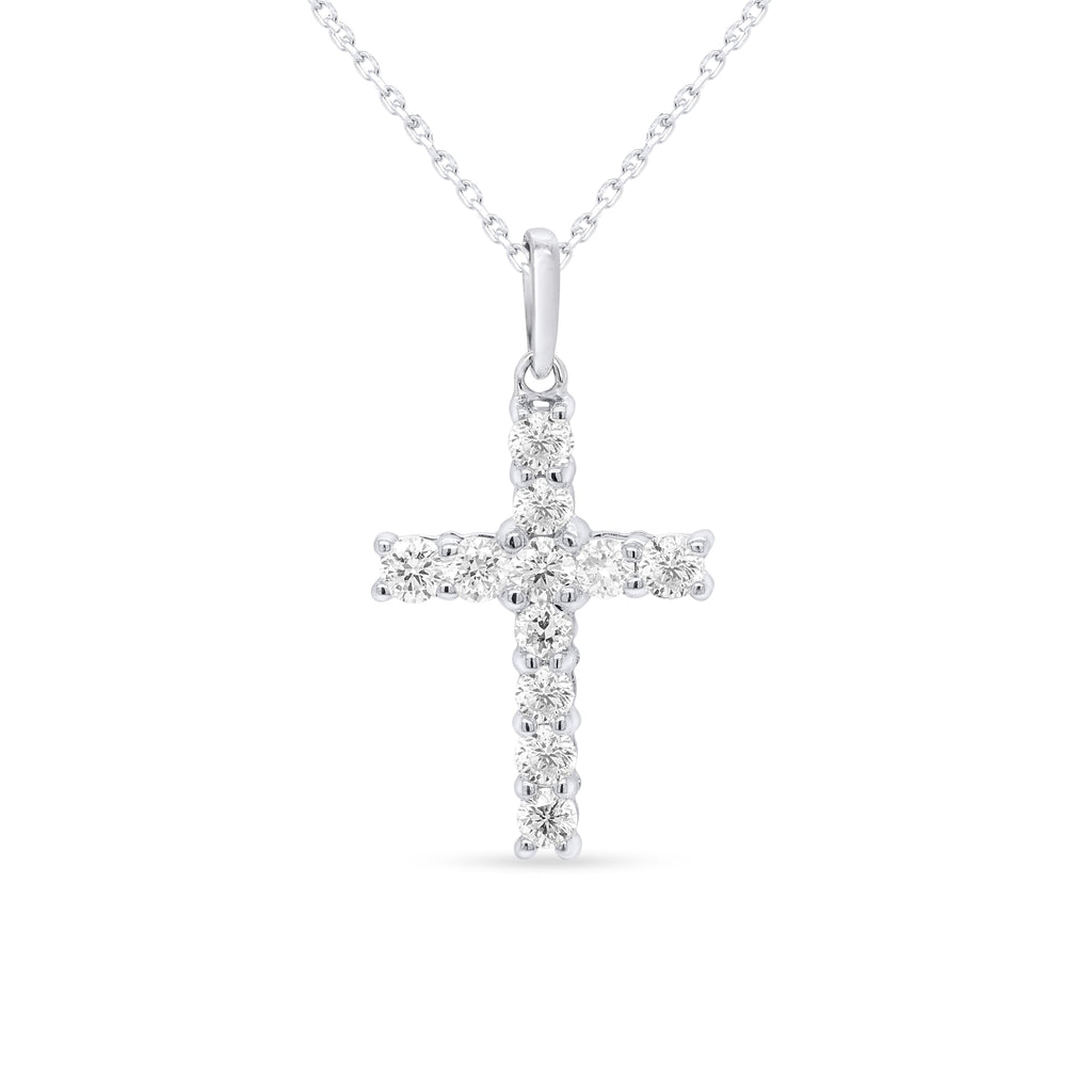 Certified Lab Grown Diamond Cross Necklace 925 or 14K Gold Plated Silver | 1/...