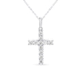 Certified Lab Grown Diamond Cross Necklace 925 or 14K Gold Plated Silver | 1/...
