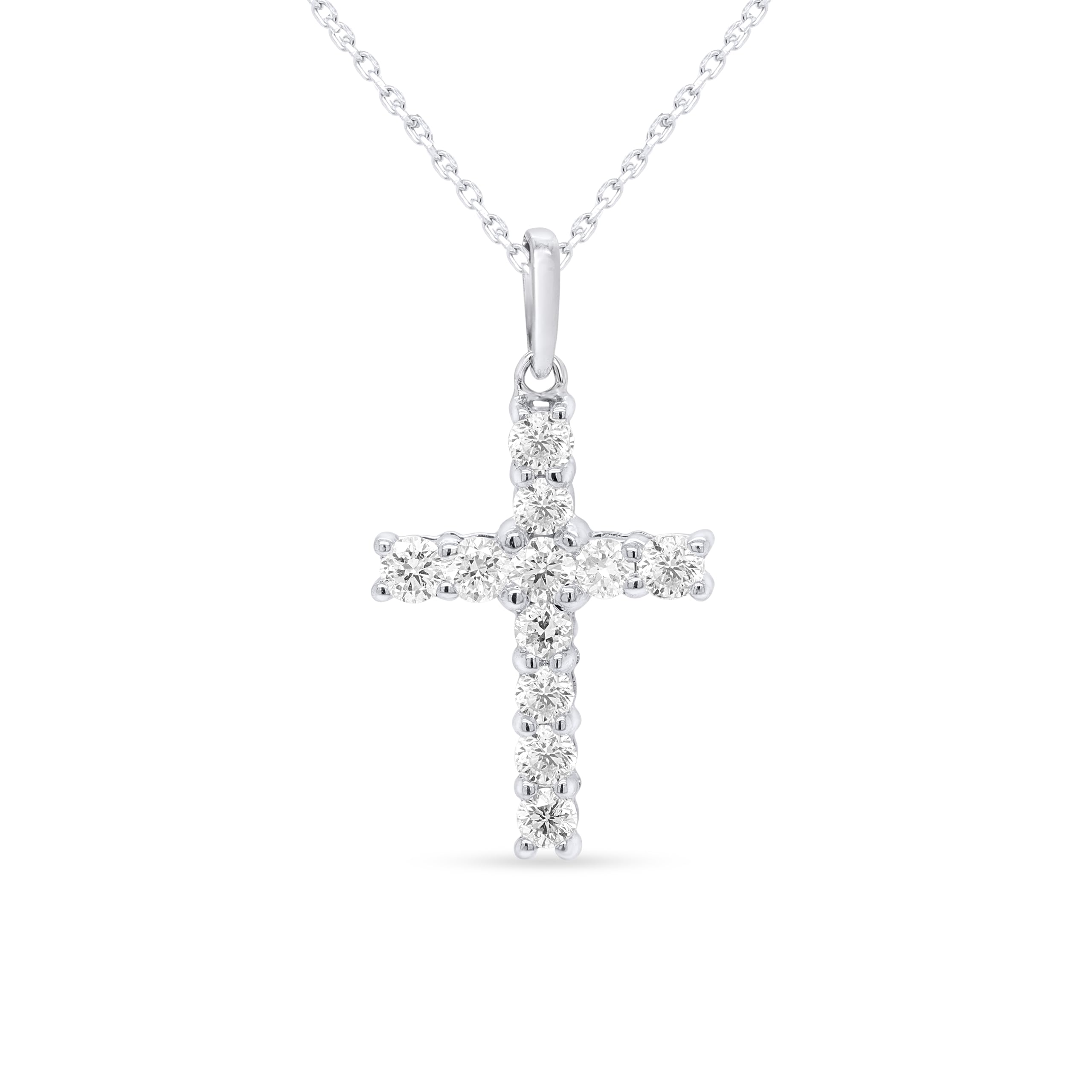 Certified Lab Grown Diamond Cross Necklace 925 or 14K Gold Plated Silver | 1/...