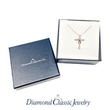 Diamond Cross Necklace in Sterling Silver and 14k Rose Gold Plate