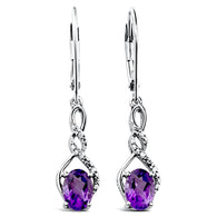 Amethyst Earrings Twist Style in Sterling Silver