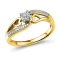Diamond Promise Ring in 14KT Yellow Gold Plated Silver 1/10 CTTW | Natural Di...